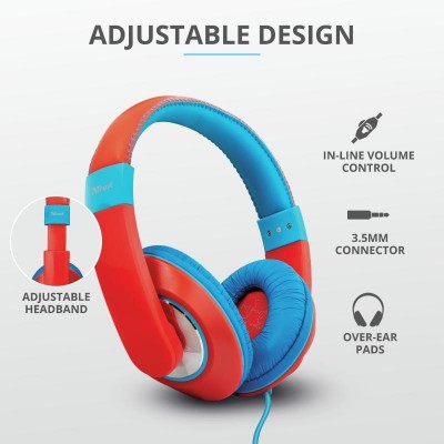 Casti cu microfon trust sonin kids headphones - red  specifications