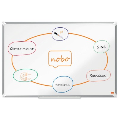 Tabla NOBO Premium Plus, otel lacuit, 150 x 100 cm, magnetica, include marker si tavita, alb