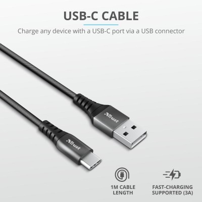 Cablu incarcare trust keyla extra-strong usb to usb-c cable 1m