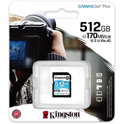 Sd card kingston 512gb canvas go plus clasa 10 uhs-i