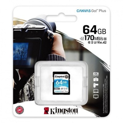 Sd card kingston 64gb canvas go plus clasa 10 uhs-i