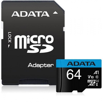 Micro secure digital card adata 64gb ausdx64guicl10a1-ra1 uhs-i class 10