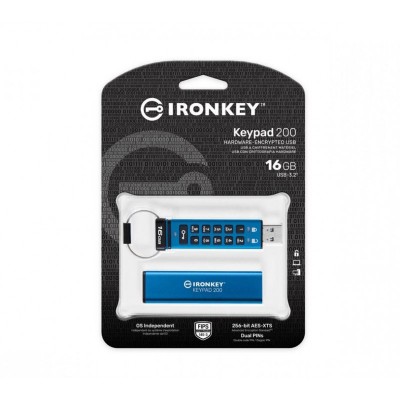 Usb flash drive kingston 16gb ironkey keypad 200 usb 3.2