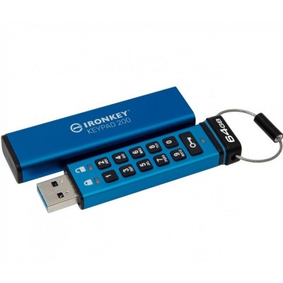 Usb flash drive kingston 64gb ironkey keypad 200 usb 3.2