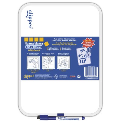 Tablita pentru scris 25.5 x 18 cm + marker, Alpino CLIPPER, alba