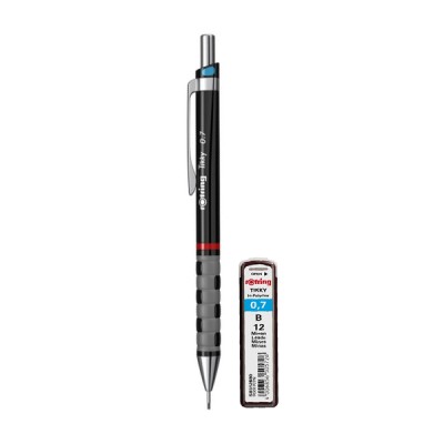 Creion mecanic Rotring Tikky III, 0.7 mm, negru, mine incluse