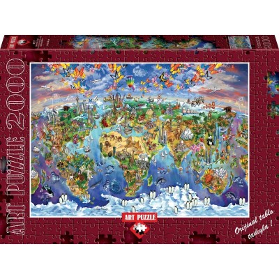 Puzzle 2000 piese World Wonders Illustrated Map - MARIA RABINKY