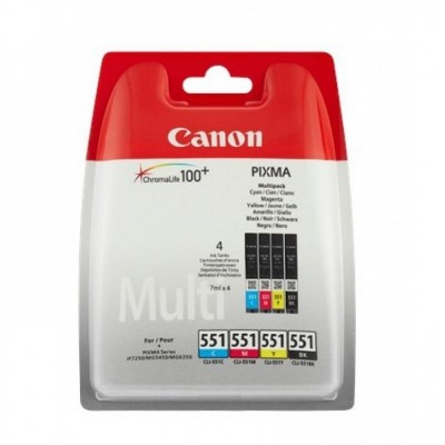 Cartus cerneala canon cli-551multi multipack (cyanmagentayellow black) pentru canon pixma