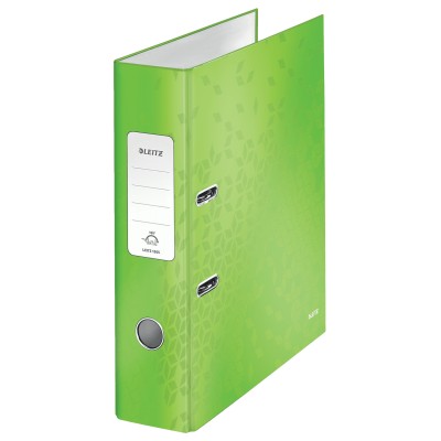 Biblioraft Leitz 180 WOW, carton laminat PP, 80 mm, format A4, capacitate 600 coli, verde