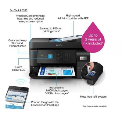 Multifunctional inkjet color ciss epson l5590 (print copy scan fax)
